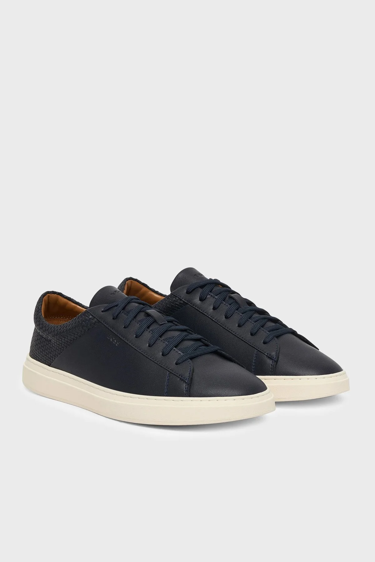 Boss % 100 Deri Logolu Sneaker Erkek Ayakkabı 50563591 401 LACİVERT - 2