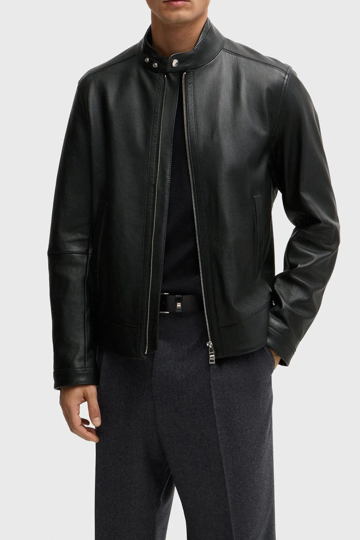 Boss % 100 Hakiki Deri Regular Fit Erkek Ceket 50518906 001 SİYAH - 1