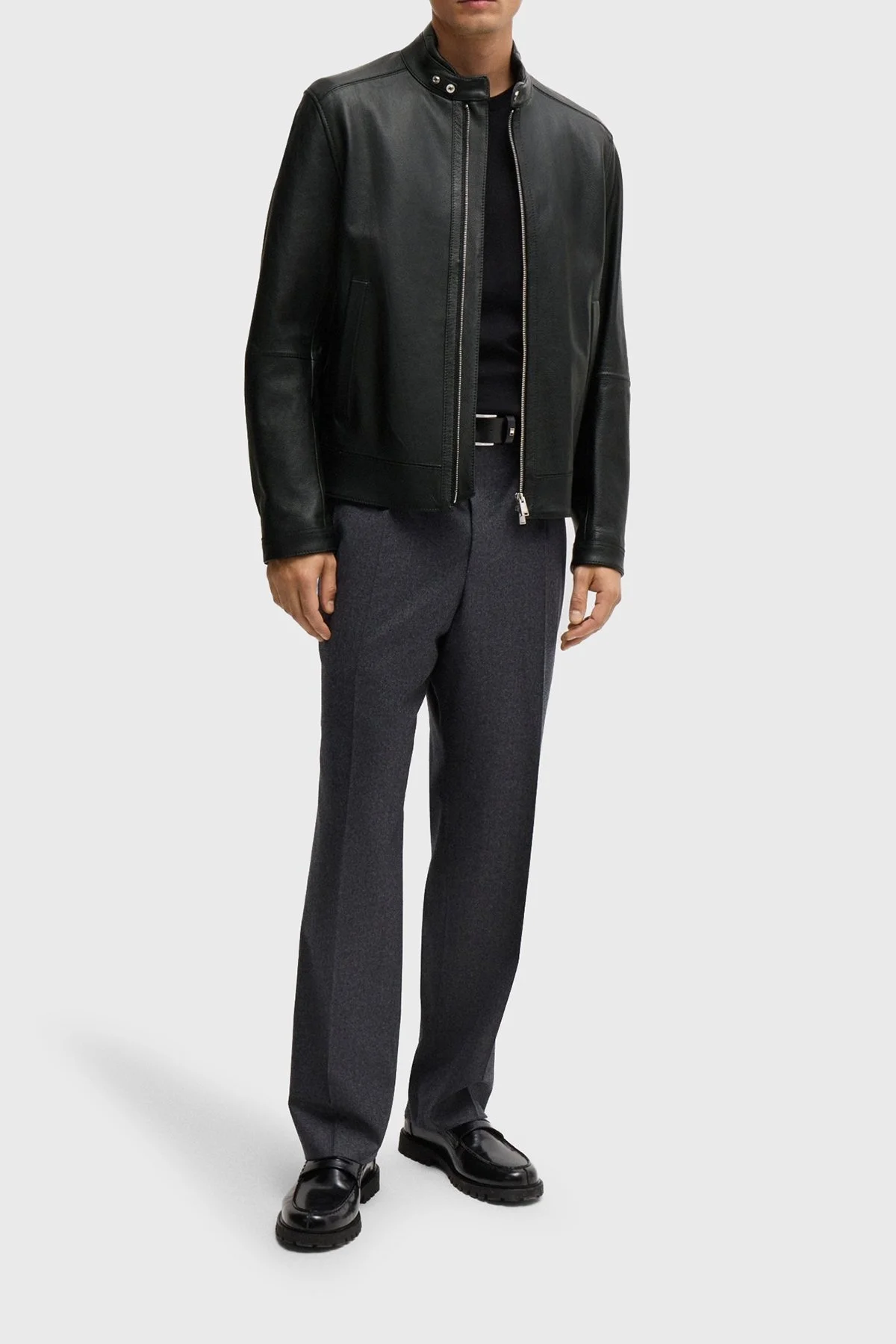 Boss % 100 Hakiki Deri Regular Fit Erkek Ceket 50518906 001 SİYAH - 2