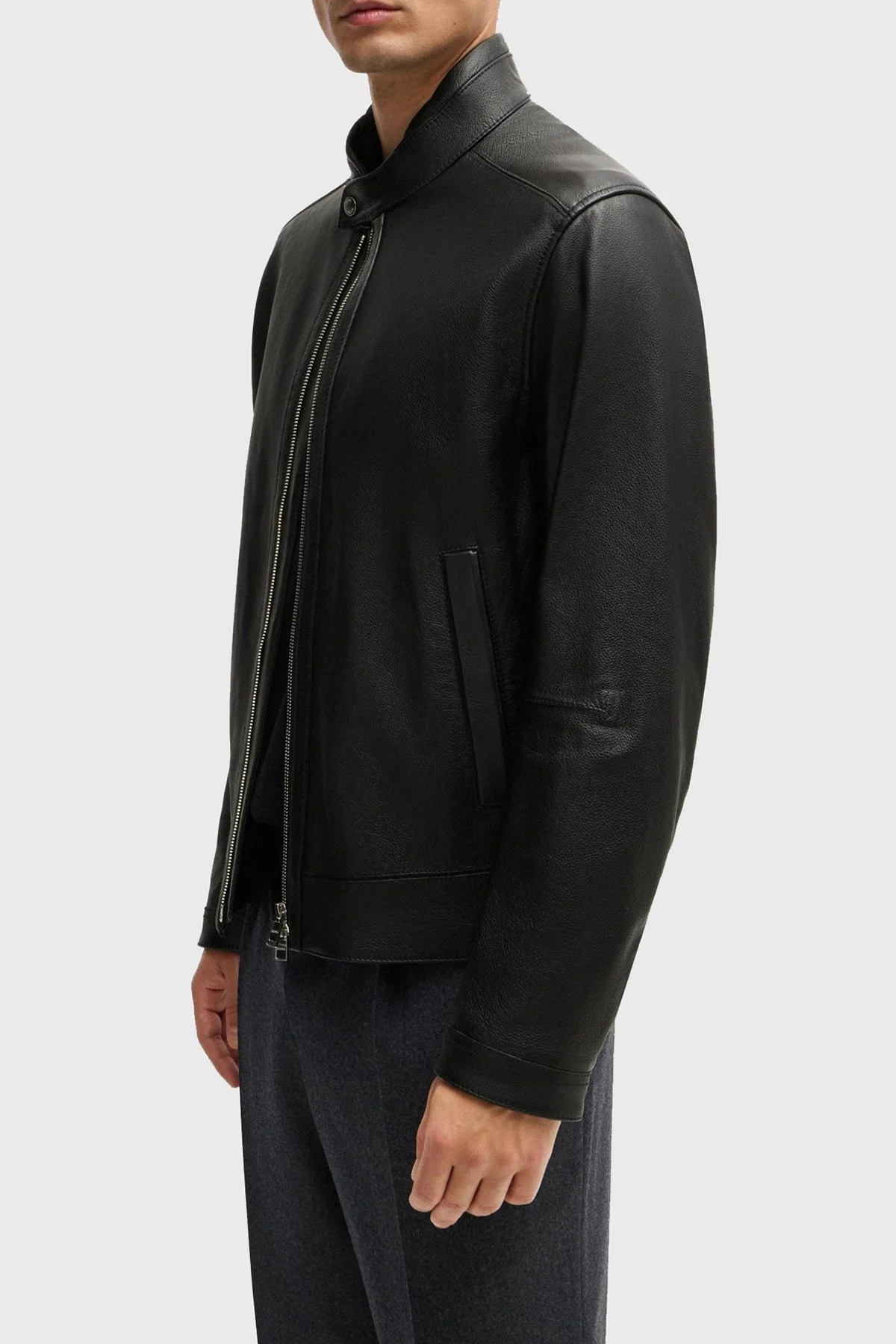 Boss % 100 Hakiki Deri Regular Fit Erkek Ceket 50518906 001 SİYAH - 3