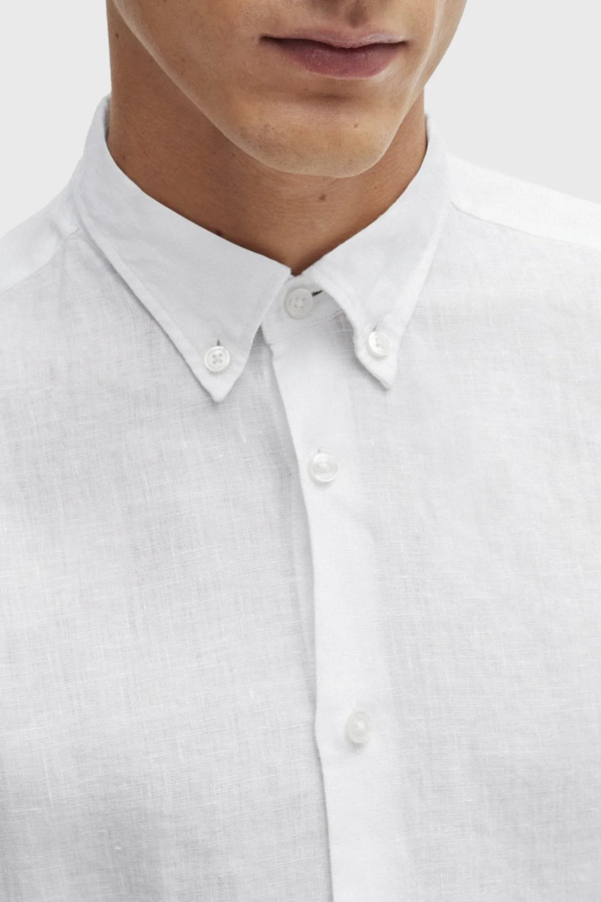 Boss % 100 Keten Düğmeli Yaka Regular Fit Erkek Gömlek 50513849 100 BEYAZ - 9
