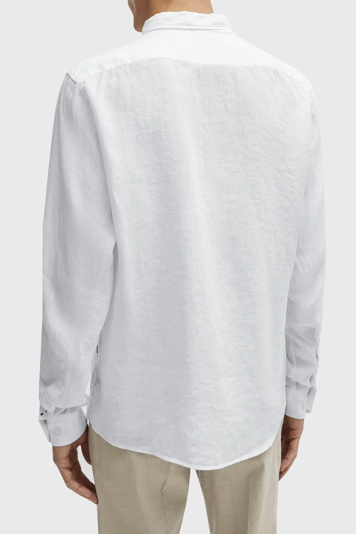 Boss % 100 Keten Düğmeli Yaka Regular Fit Erkek Gömlek 50513849 100 BEYAZ - 10