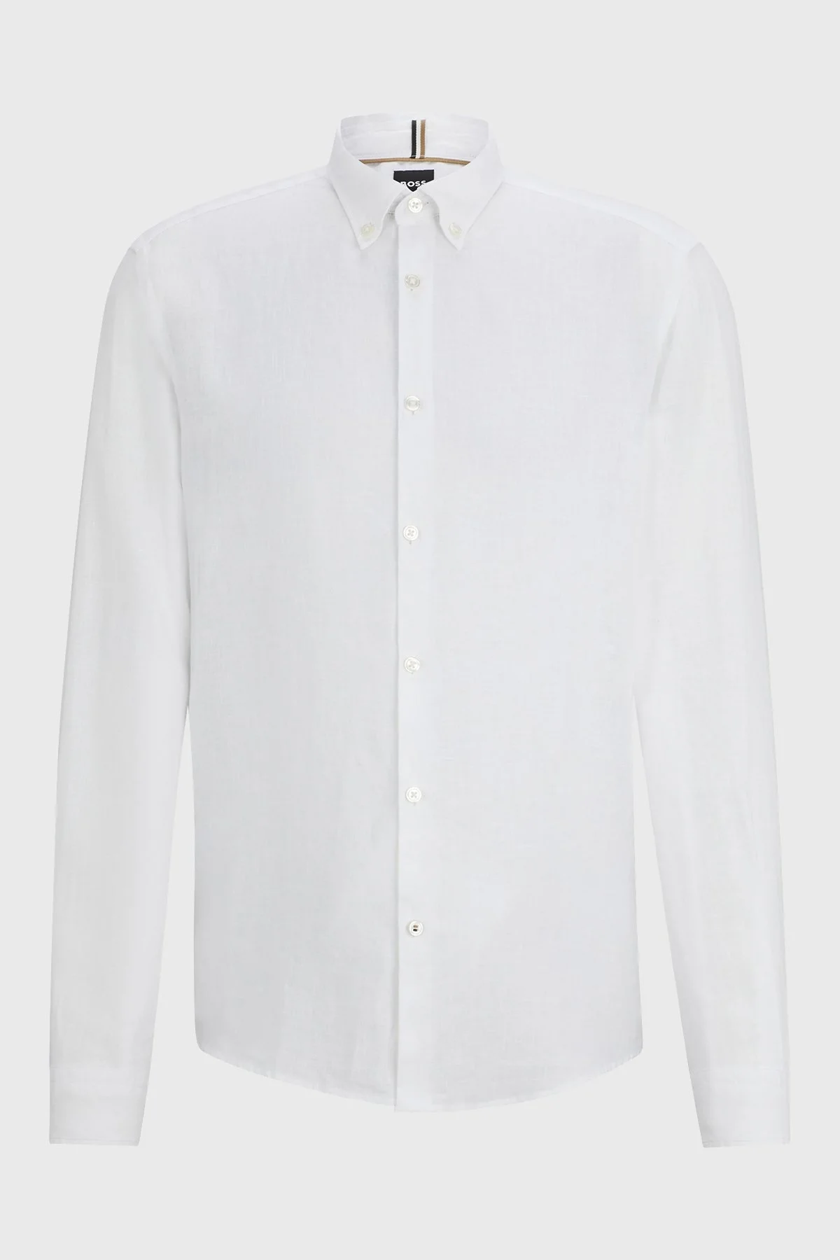 Boss % 100 Keten Düğmeli Yaka Regular Fit Erkek Gömlek 50513849 100 BEYAZ - 12