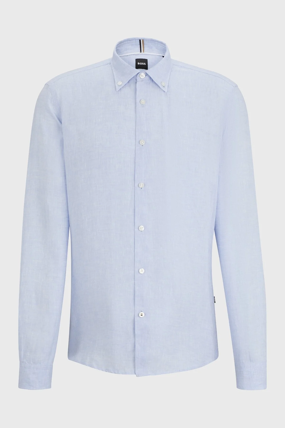 Boss % 100 Keten Düğmeli Yaka Regular Fit Erkek Gömlek 50513849 450 MAVİ - 6