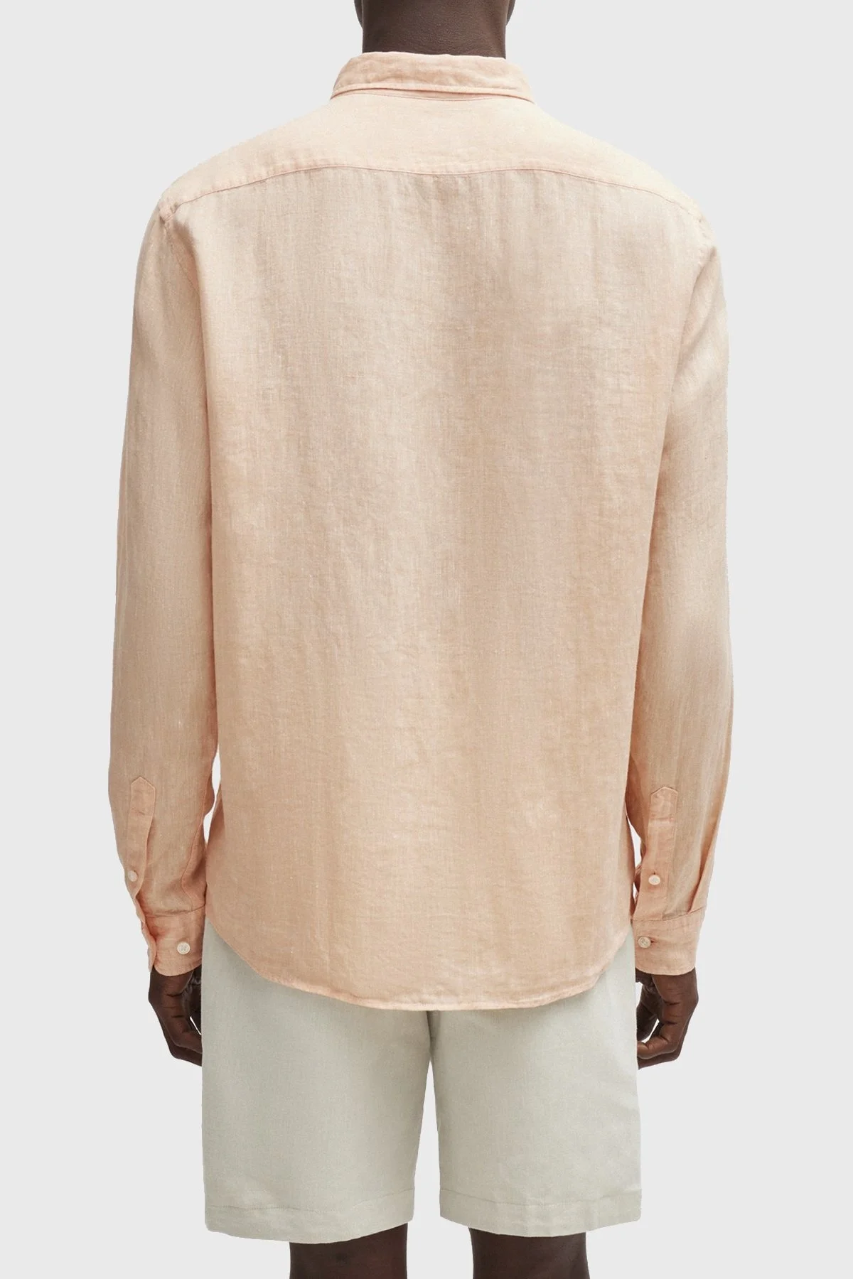 Boss % 100 Keten Düğmeli Yaka Regular Fit Erkek Gömlek 50513849 813 PEMBE - 4