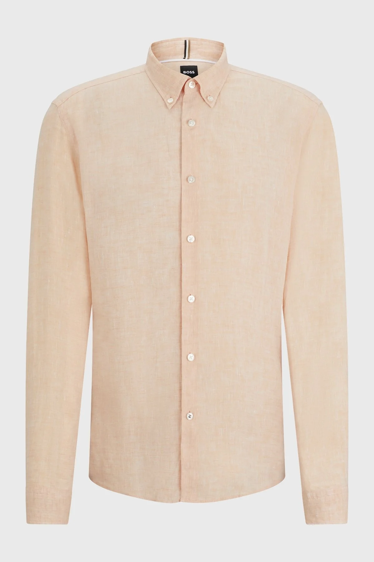 Boss % 100 Keten Düğmeli Yaka Regular Fit Erkek Gömlek 50513849 813 PEMBE - 6