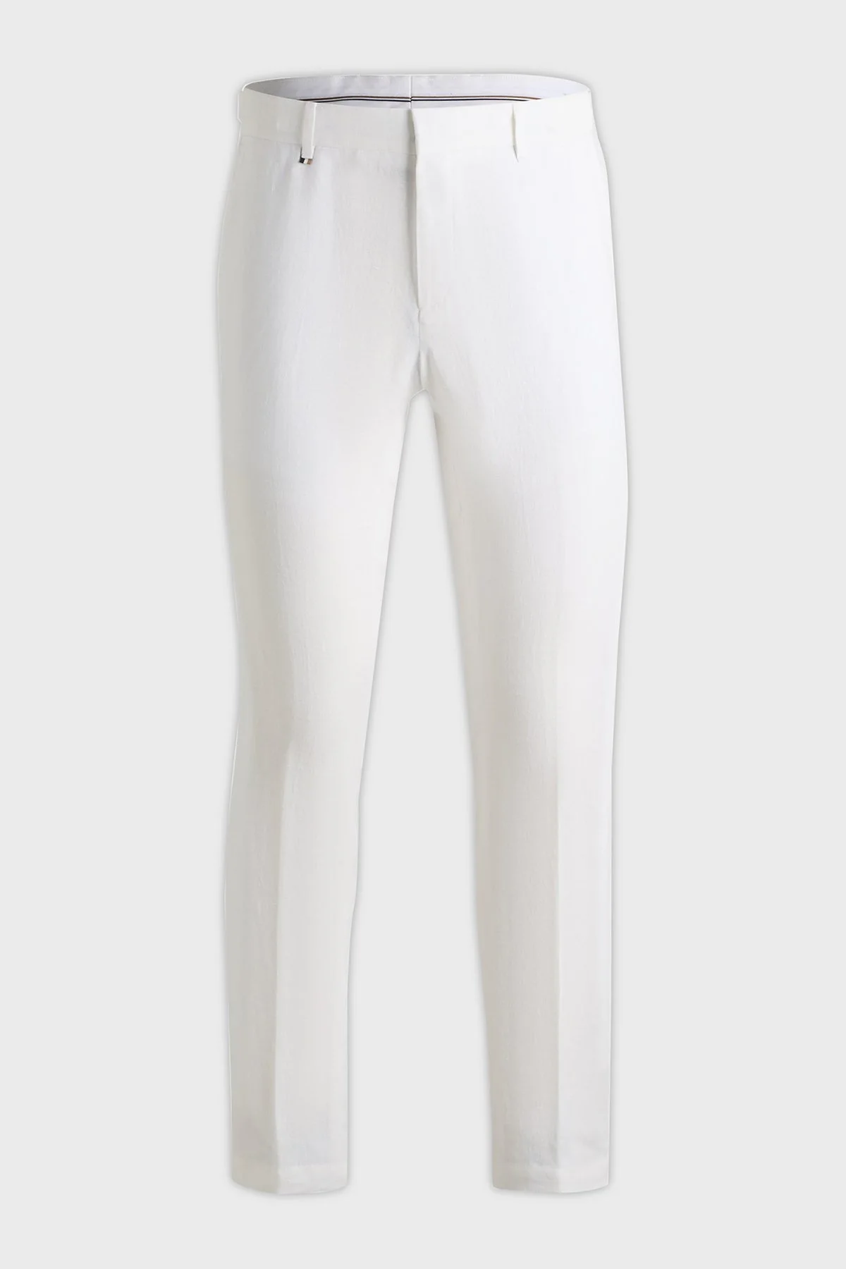 Boss % 100 Keten Slim Fit Yüksek Bel Düz Paça Erkek Pantolon 50540518 100 BEYAZ - 6