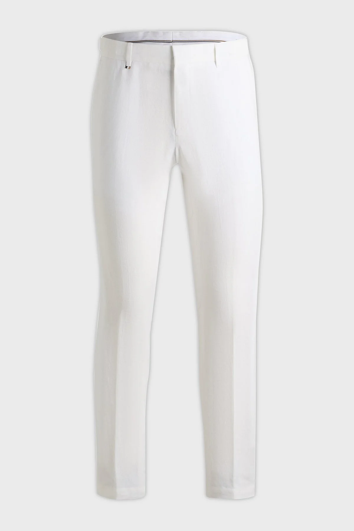 Boss % 100 Keten Slim Fit Yüksek Bel Düz Paça Erkek Pantolon 50540518 100 BEYAZ - 6