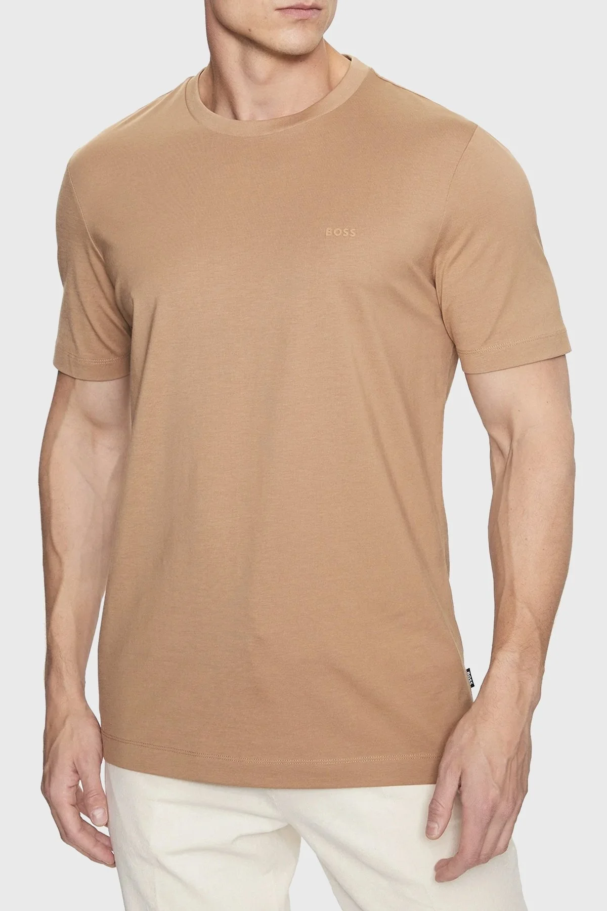 Boss % 100 Pamuk Bisiklet Yaka Regular Fit Jarse Erkek T Shirt 50468347 260 KAHVE - 1