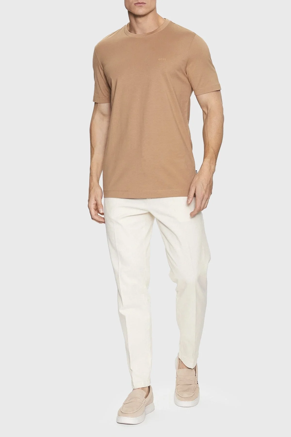 Boss % 100 Pamuk Bisiklet Yaka Regular Fit Jarse Erkek T Shirt 50468347 260 KAHVE - 3