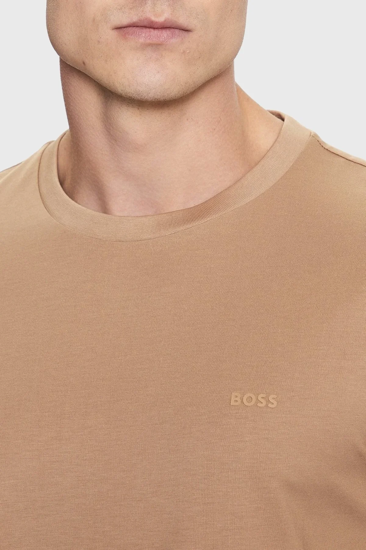 Boss % 100 Pamuk Bisiklet Yaka Regular Fit Jarse Erkek T Shirt 50468347 260 KAHVE - 4