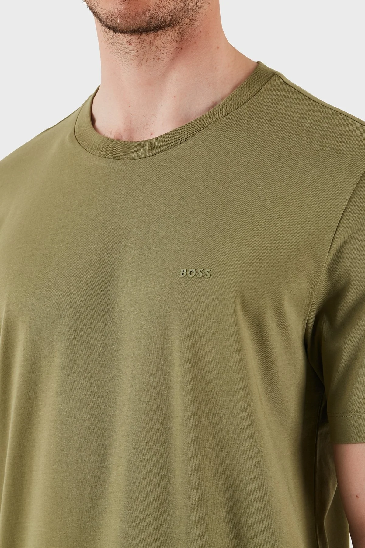 Boss % 100 Pamuk Bisiklet Yaka Regular Fit Jarse Erkek T Shirt 50468347 311 AÇIK YEŞİL - 10