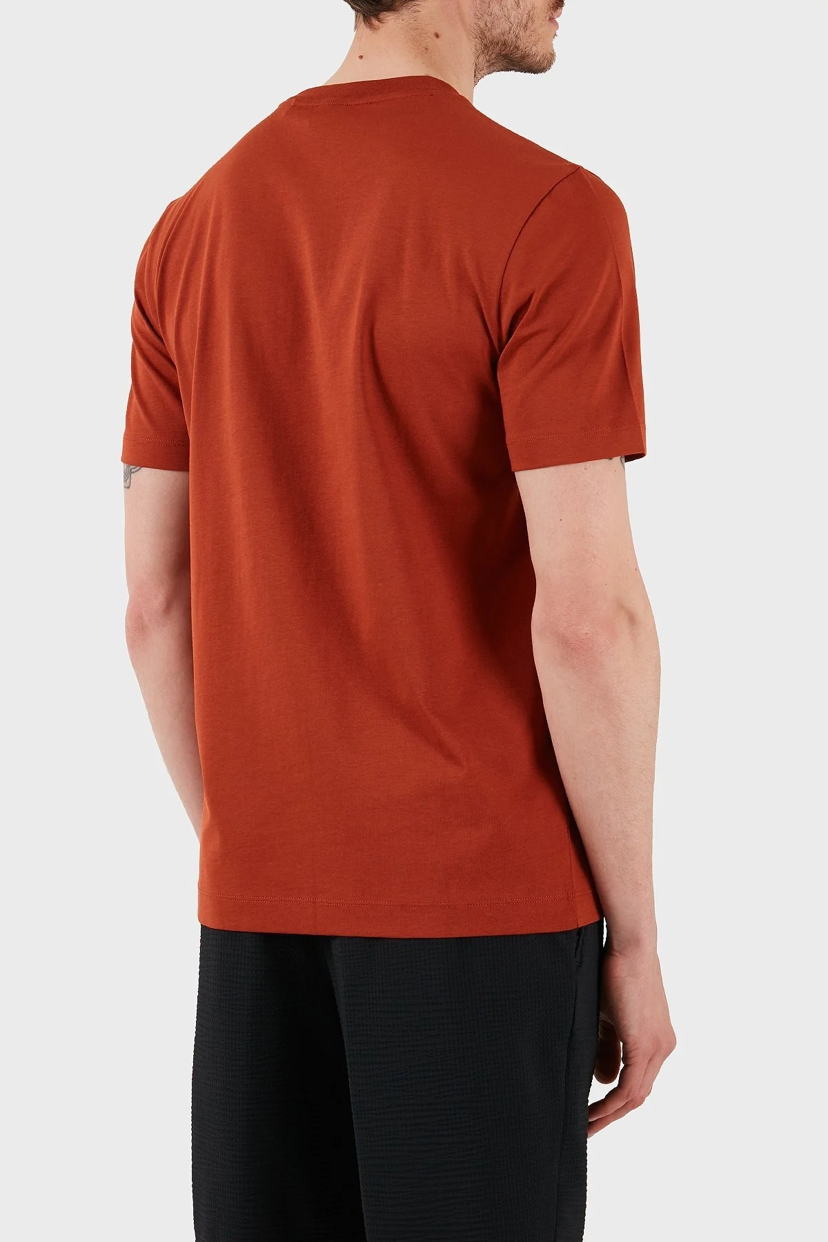 Boss % 100 Pamuk Bisiklet Yaka Regular Fit Jarse Erkek T Shirt 50468347 806 KİREMİT - 2