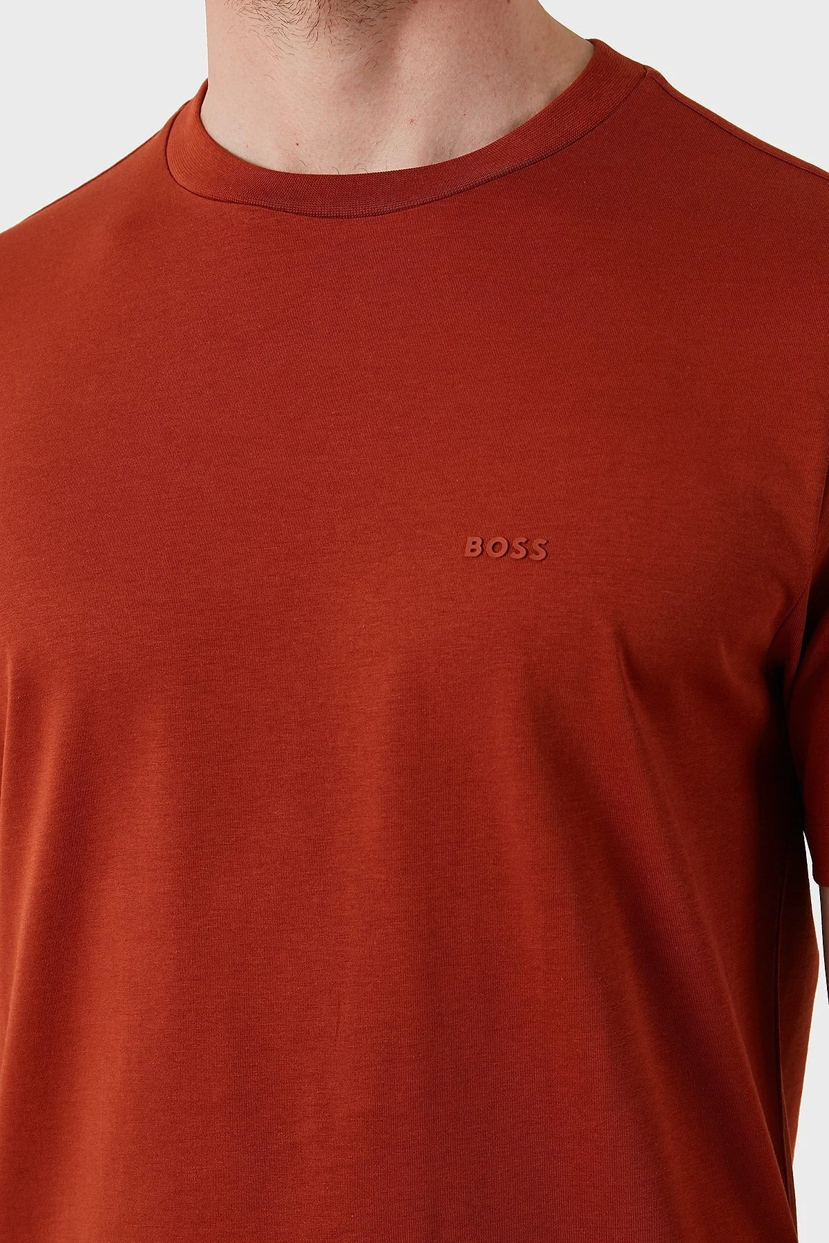 Boss % 100 Pamuk Bisiklet Yaka Regular Fit Jarse Erkek T Shirt 50468347 806 KİREMİT - 5