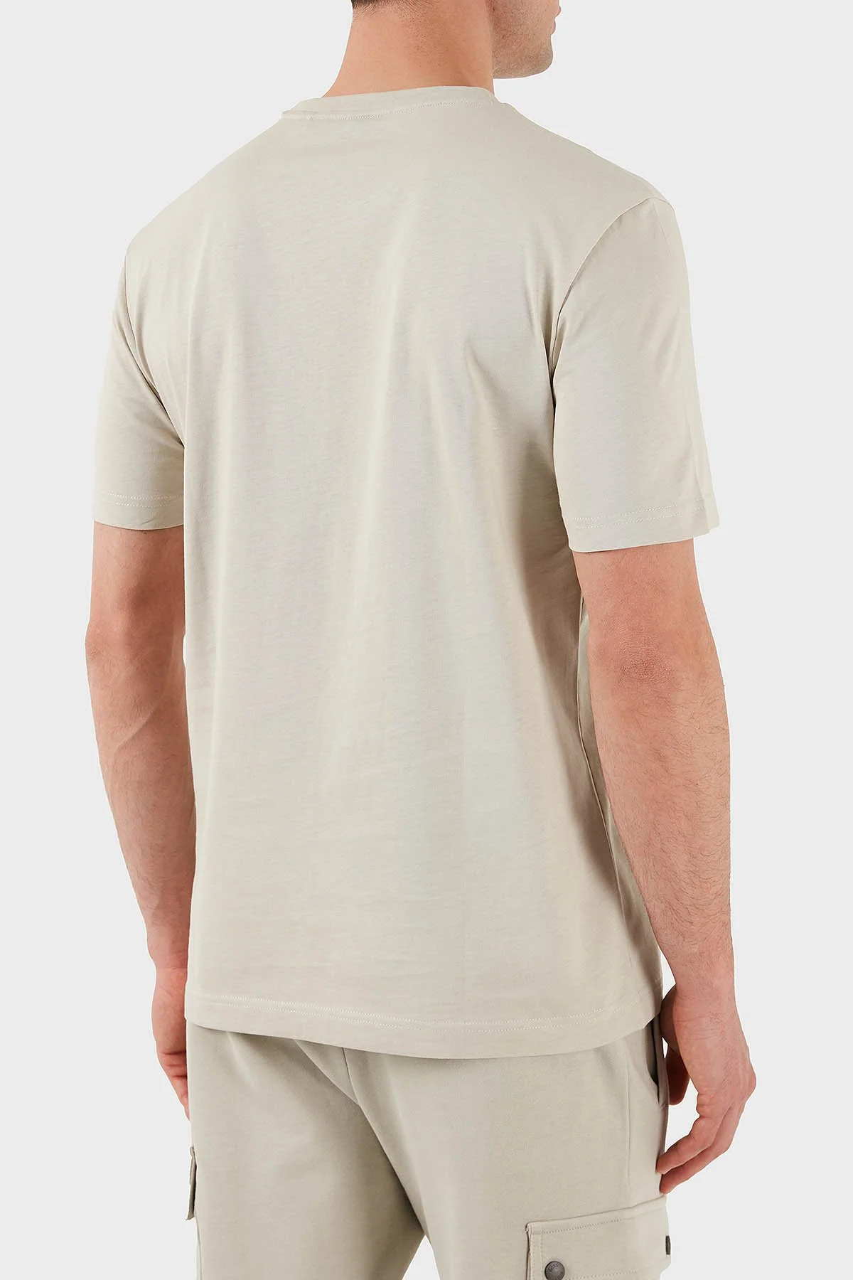 Boss % 100 Pamuk Desenli Logo Baskılı Regular Fit Bisiklet Yaka Erkek T Shirt 50515997 271 BEJ - 3