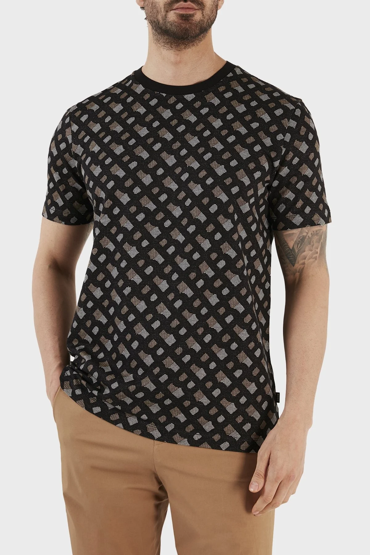 Boss % 100 Pamuk Jakarlı Regular Fit Bisiklet Yaka Erkek T Shirt 50486218 001 SİYAH - 1