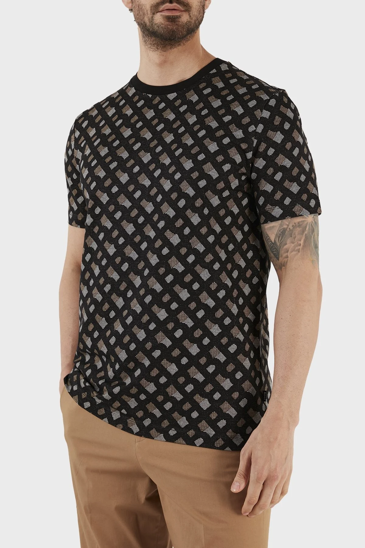 Boss % 100 Pamuk Jakarlı Regular Fit Bisiklet Yaka Erkek T Shirt 50486218 001 SİYAH - 3