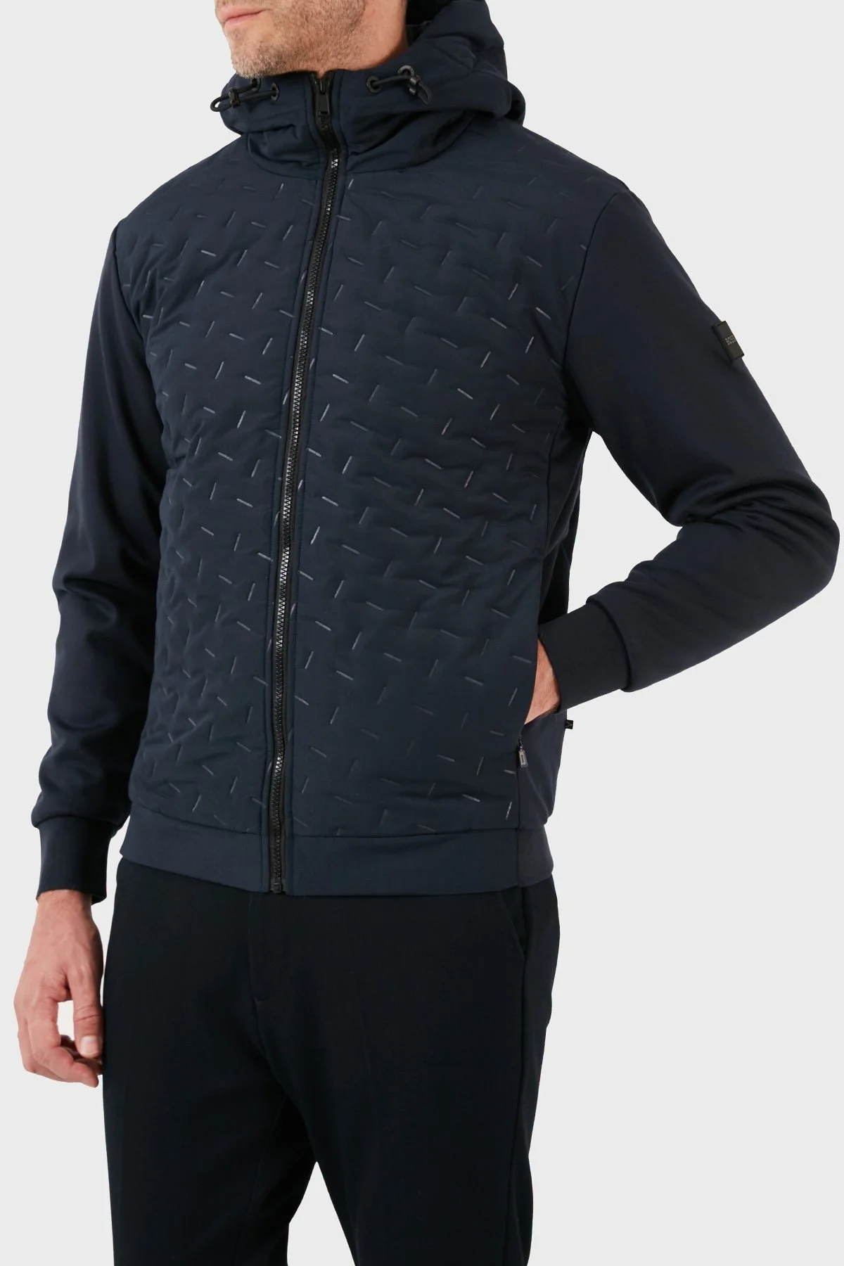 Boss % 100 Pamuk Kapüşonlu Cepli Fermuarlı Regular Fit Erkek Sweat 50494276 404 MAVİ - 3