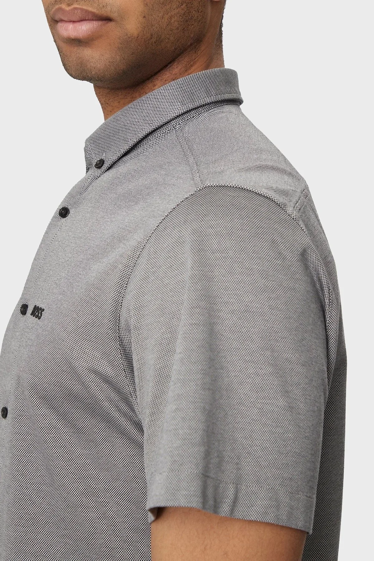 Boss % 100 Pamuk Kısa Kollu Regular Fit Düğmeli Yaka Erkek Gömlek 50512005 052 AÇIK GRİ - 5