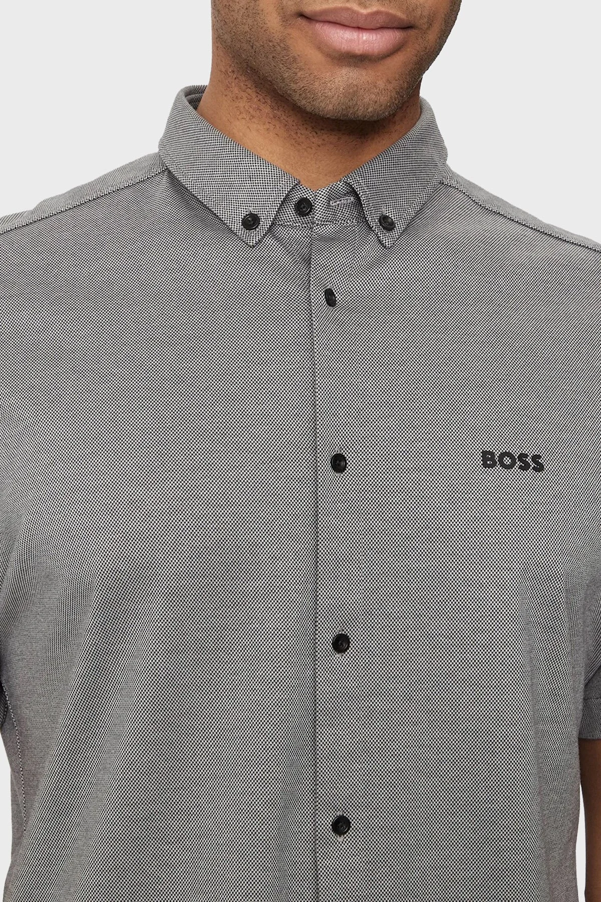 Boss % 100 Pamuk Kısa Kollu Regular Fit Düğmeli Yaka Erkek Gömlek 50512005 052 AÇIK GRİ - 4