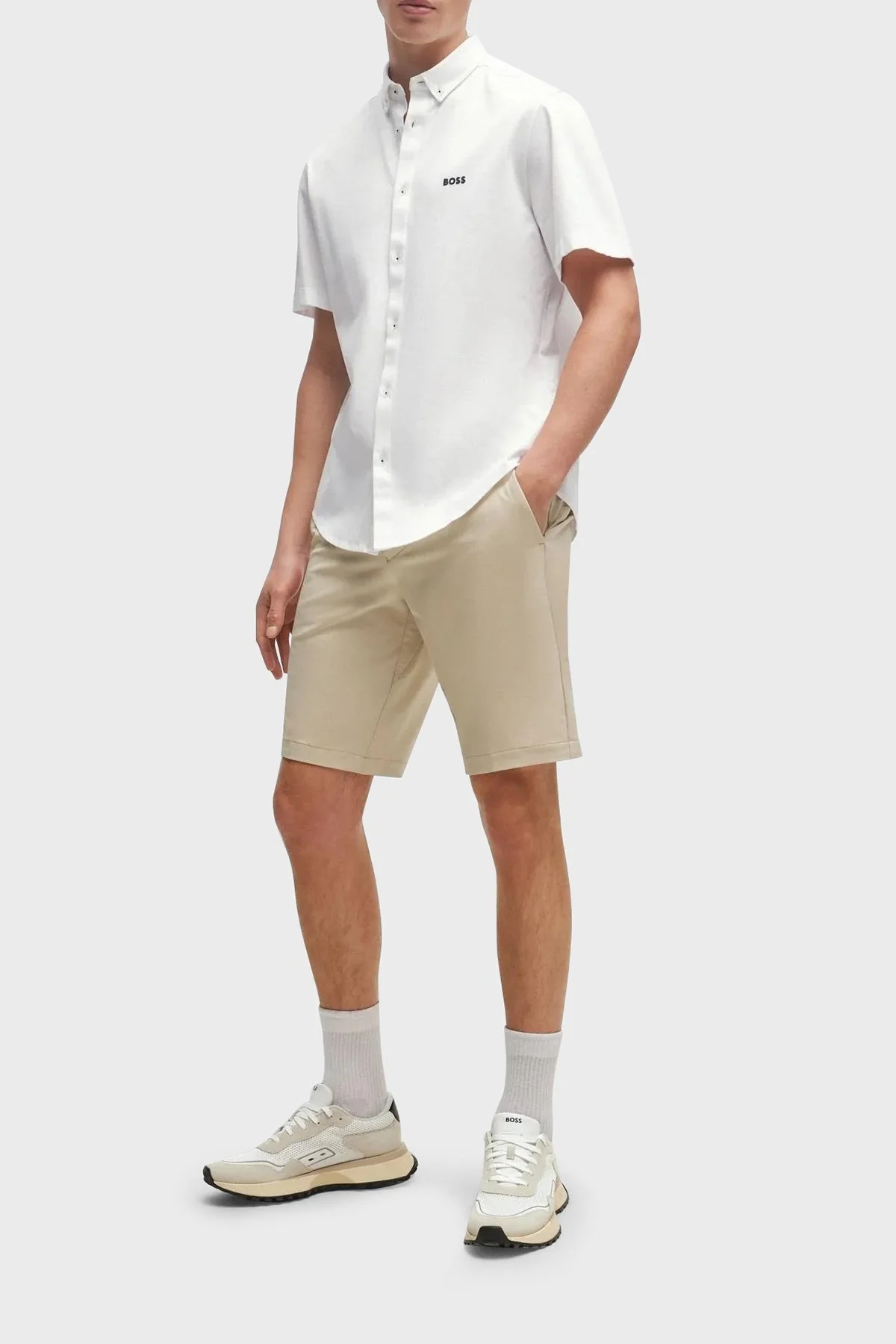 Boss % 100 Pamuk Kısa Kollu Regular Fit Düğmeli Yaka Erkek Gömlek 50512005 100 BEYAZ - 2