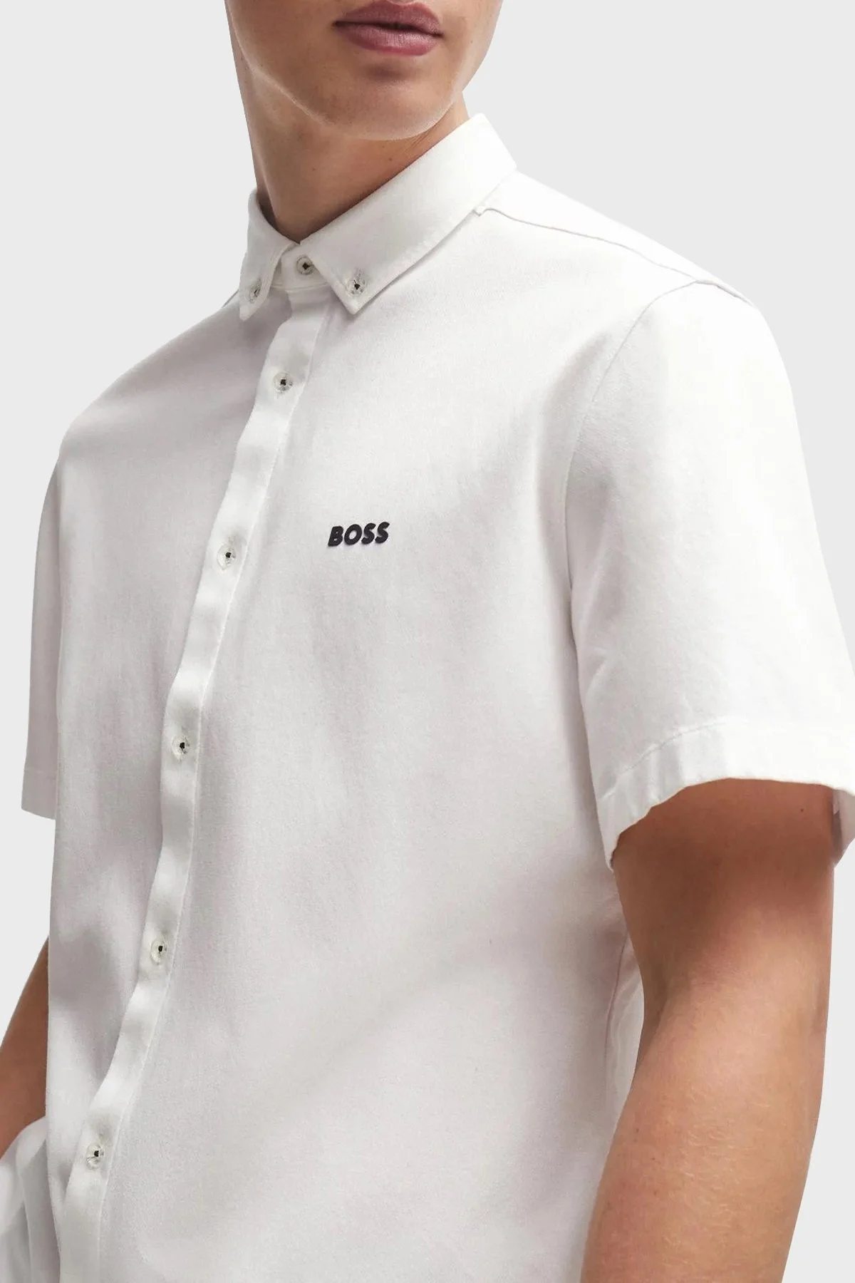 Boss % 100 Pamuk Kısa Kollu Regular Fit Düğmeli Yaka Erkek Gömlek 50512005 100 BEYAZ - 4