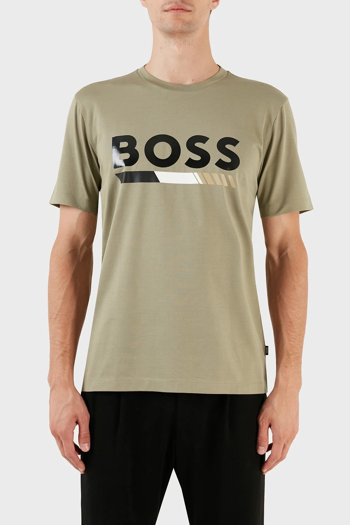 Boss % 100 Pamuk Logo Baskılı Bisiklet Yaka Regular Fit Erkek T Shirt 50495696 336 AÇIK YEŞİL - 1