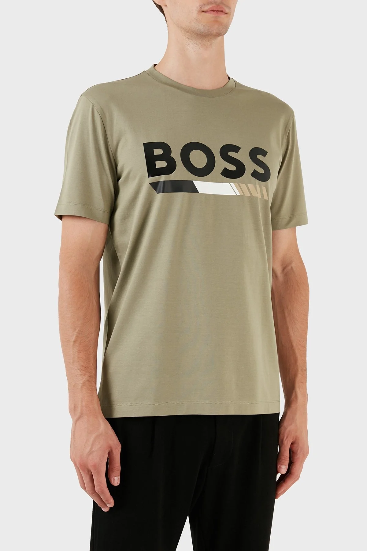 Boss % 100 Pamuk Logo Baskılı Bisiklet Yaka Regular Fit Erkek T Shirt 50495696 336 AÇIK YEŞİL - 4