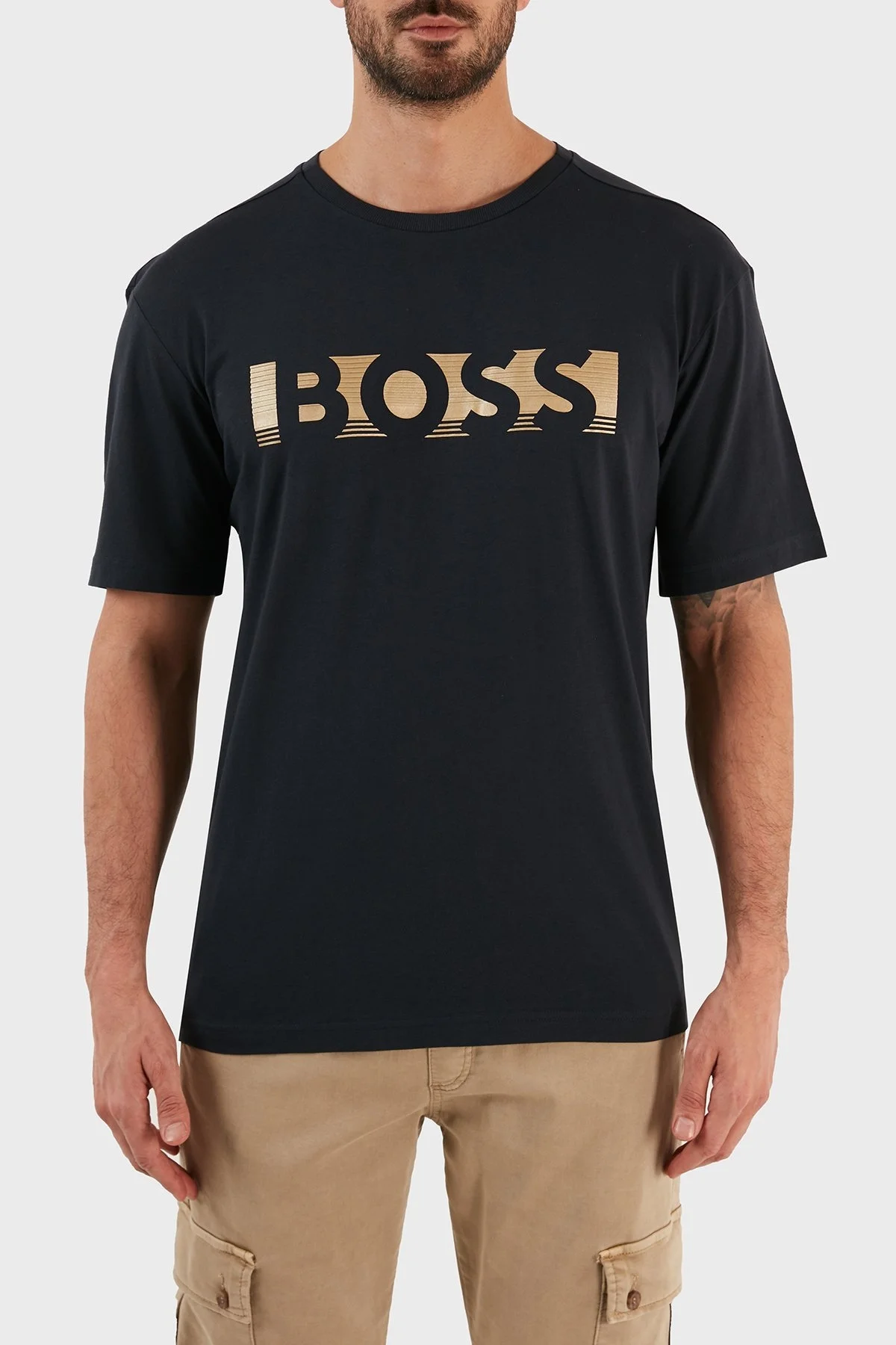 Boss % 100 Pamuk Logolu Relaxed Fit Bisiklet Yaka Erkek T Shirt S 50466295 402 LACİVERT - 1