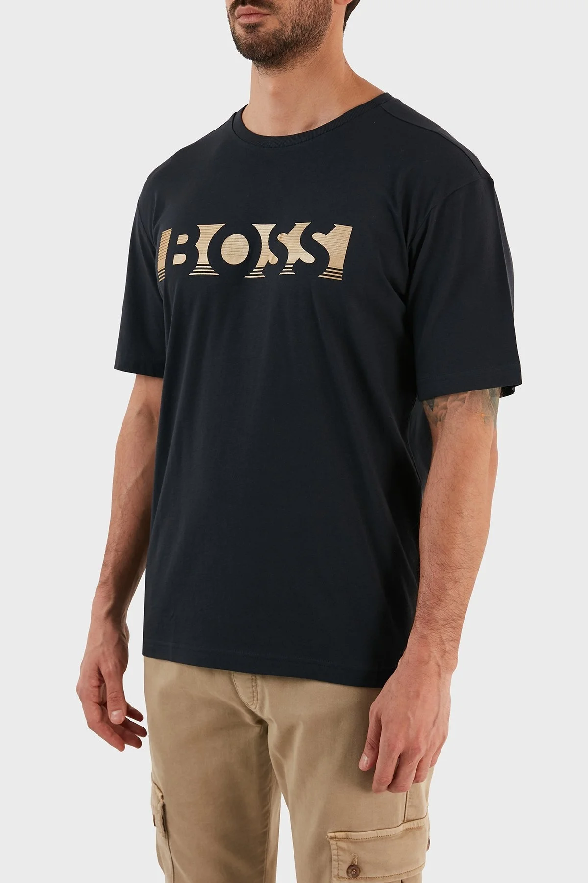 Boss % 100 Pamuk Logolu Relaxed Fit Bisiklet Yaka Erkek T Shirt S 50466295 402 LACİVERT - 2