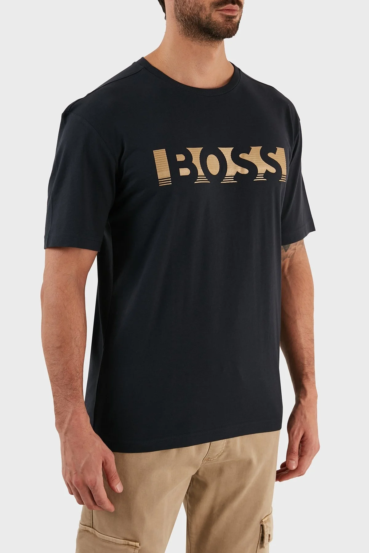 Boss % 100 Pamuk Logolu Relaxed Fit Bisiklet Yaka Erkek T Shirt S 50466295 402 LACİVERT - 3