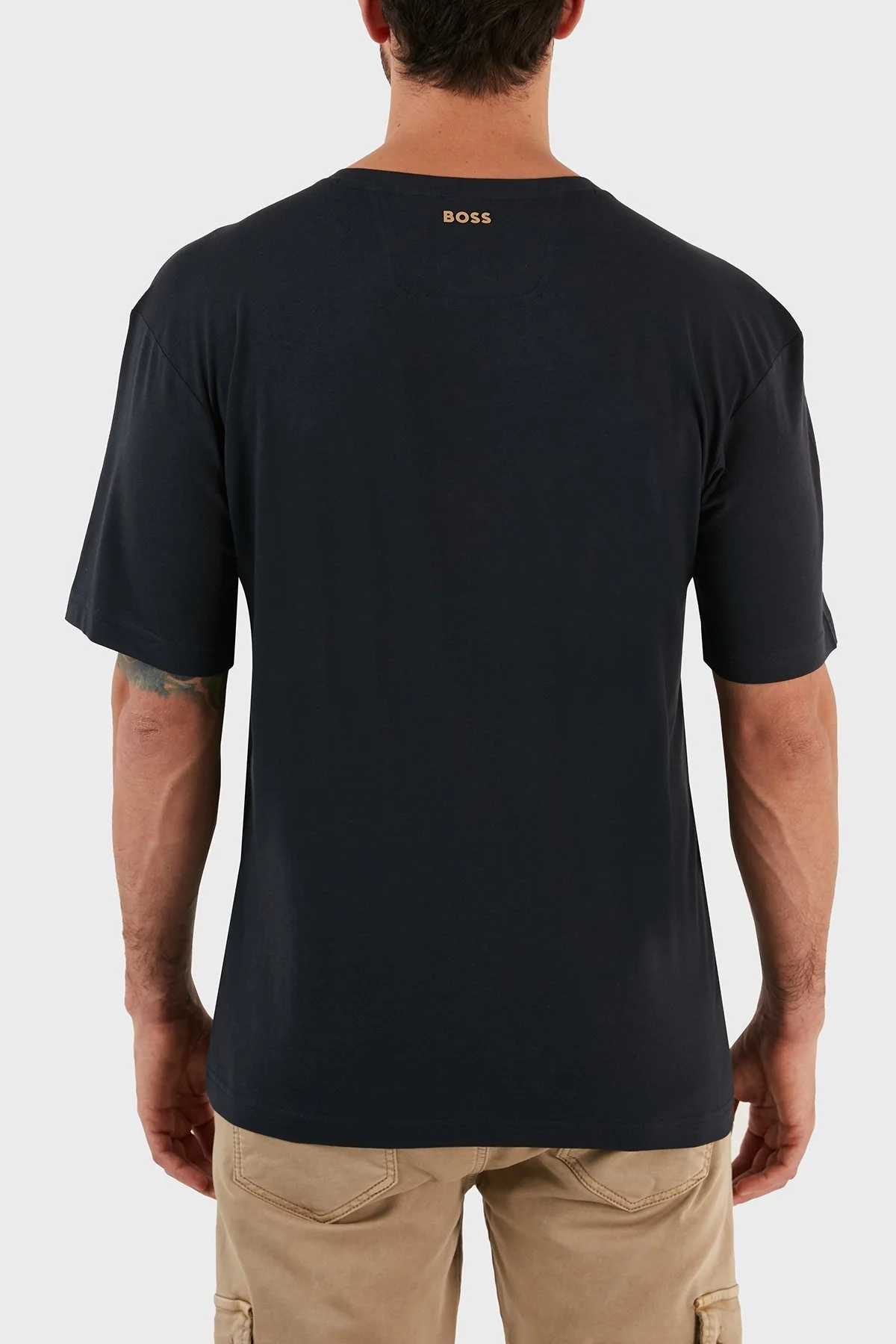 Boss % 100 Pamuk Logolu Relaxed Fit Bisiklet Yaka Erkek T Shirt S 50466295 402 LACİVERT - 6