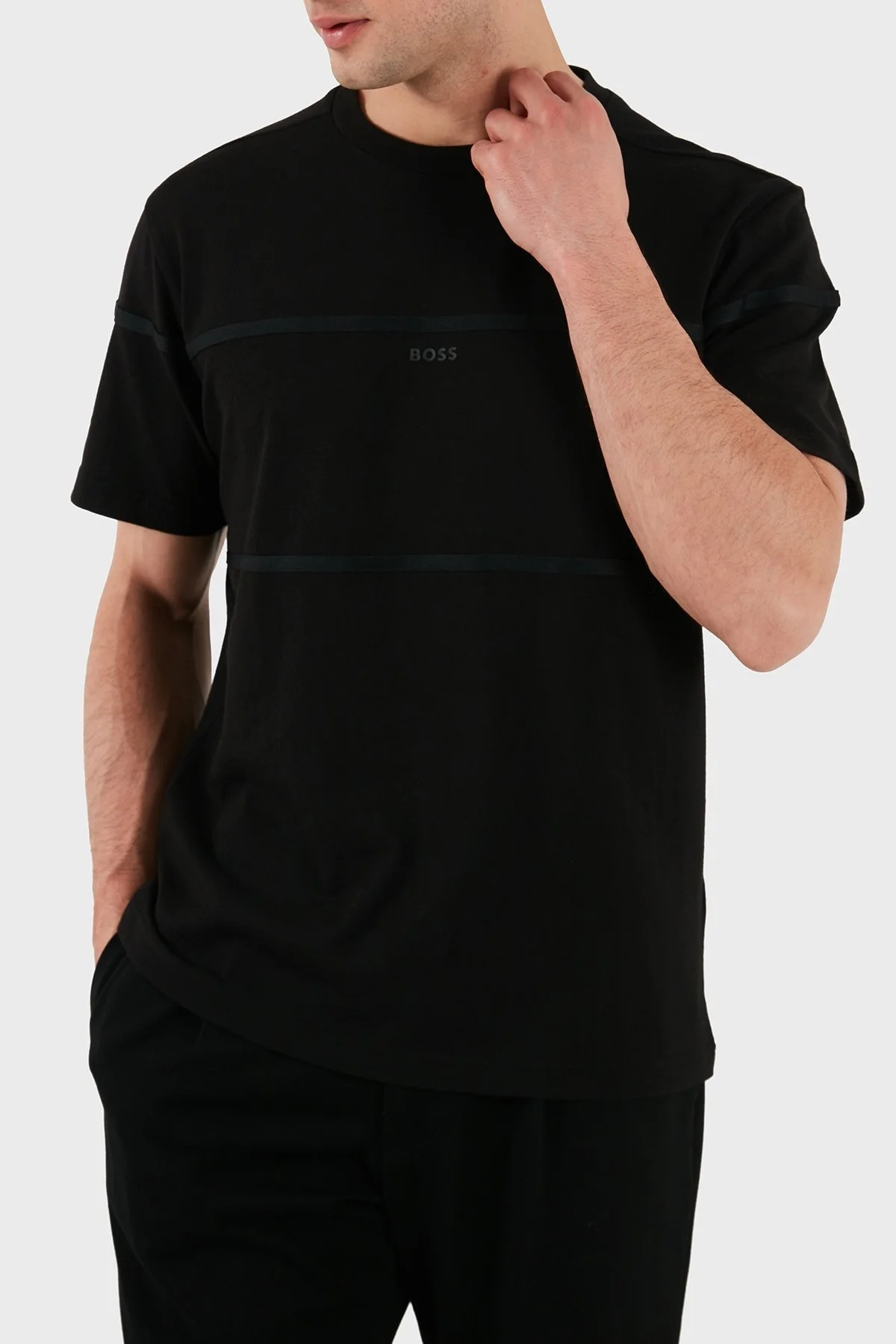 Boss % 100 Pamuk Loose Fit Bisiklet Yaka Logolu Erkek T Shirt 50531274 001 SİYAH - 4