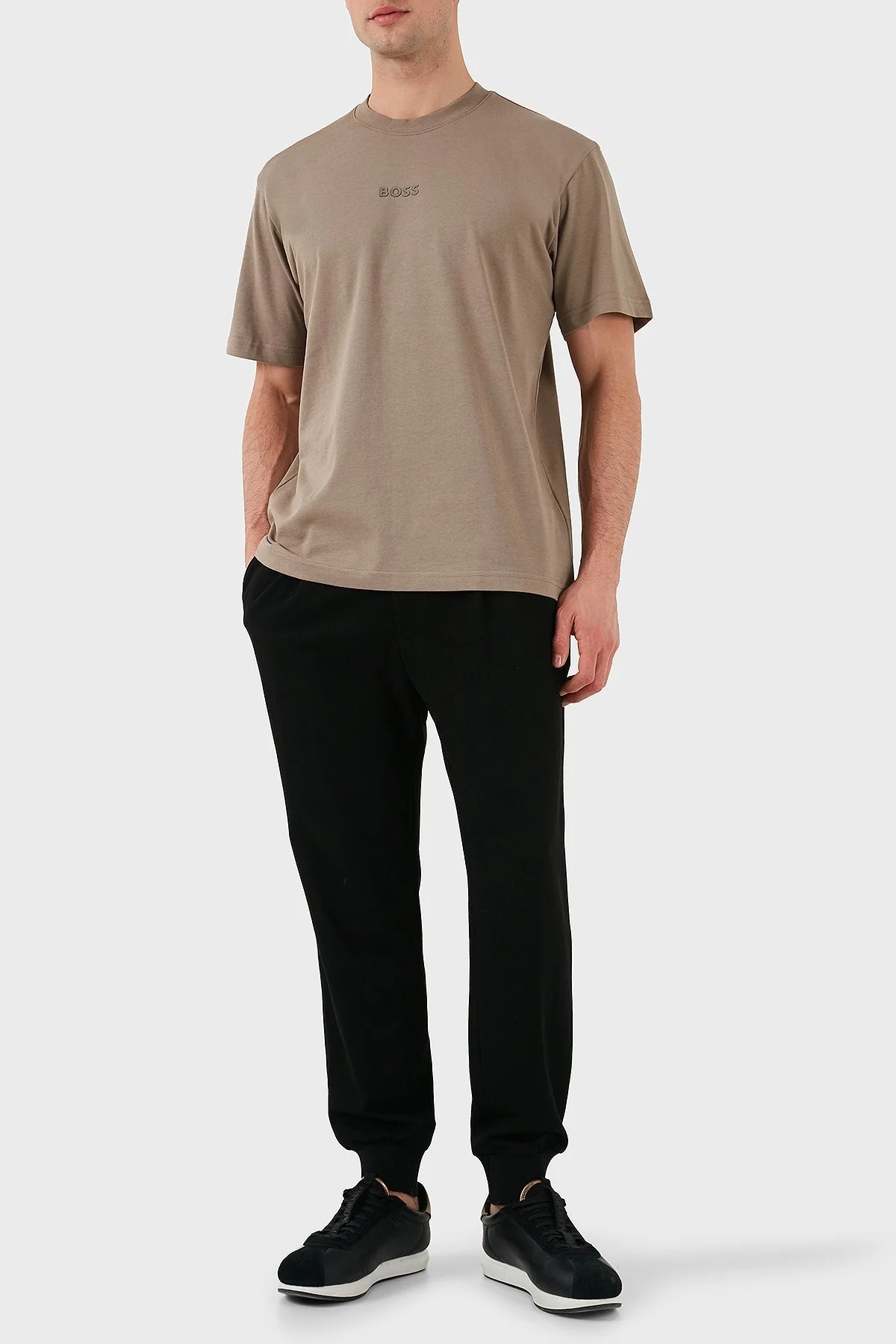 Boss % 100 Pamuk Oversize Bisiklet Yaka Logolu Erkek T Shirt 50519368 334 BEJ - 2