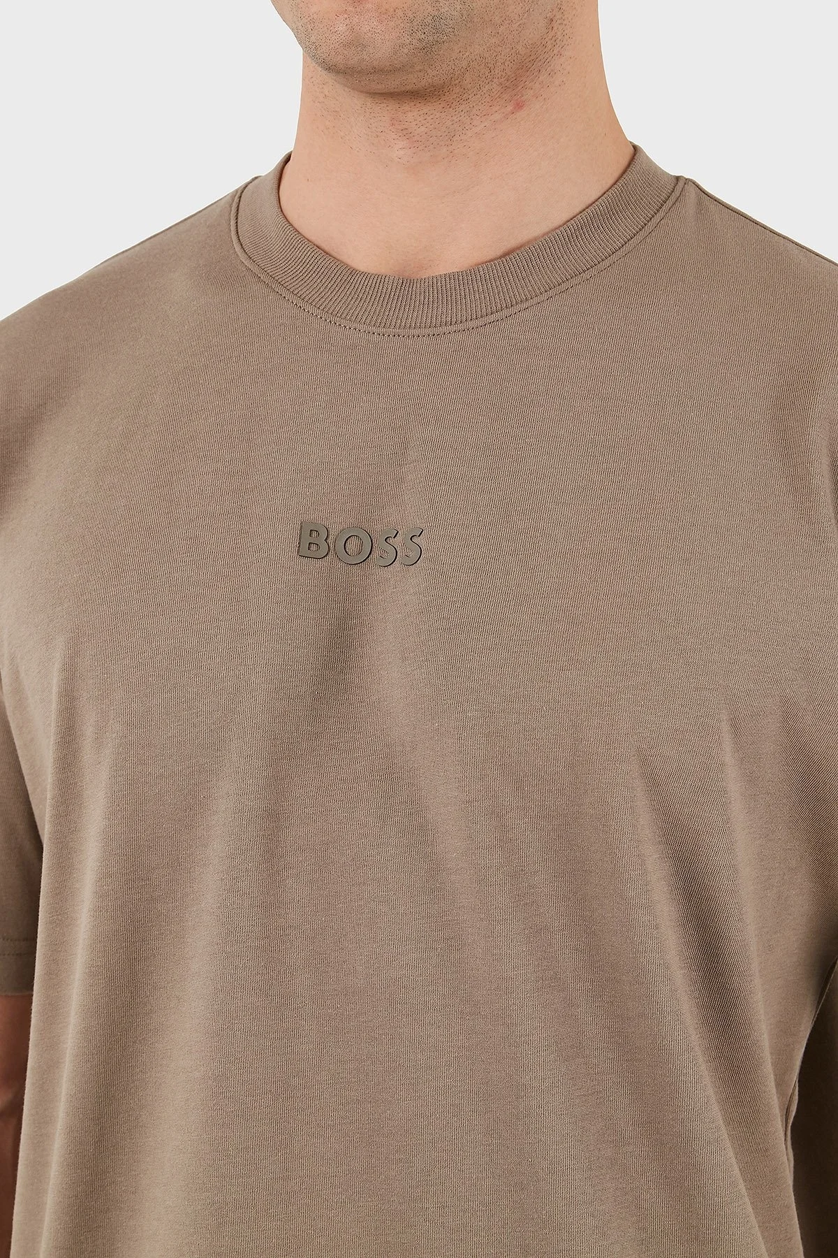 Boss % 100 Pamuk Oversize Bisiklet Yaka Logolu Erkek T Shirt 50519368 334 BEJ - 6