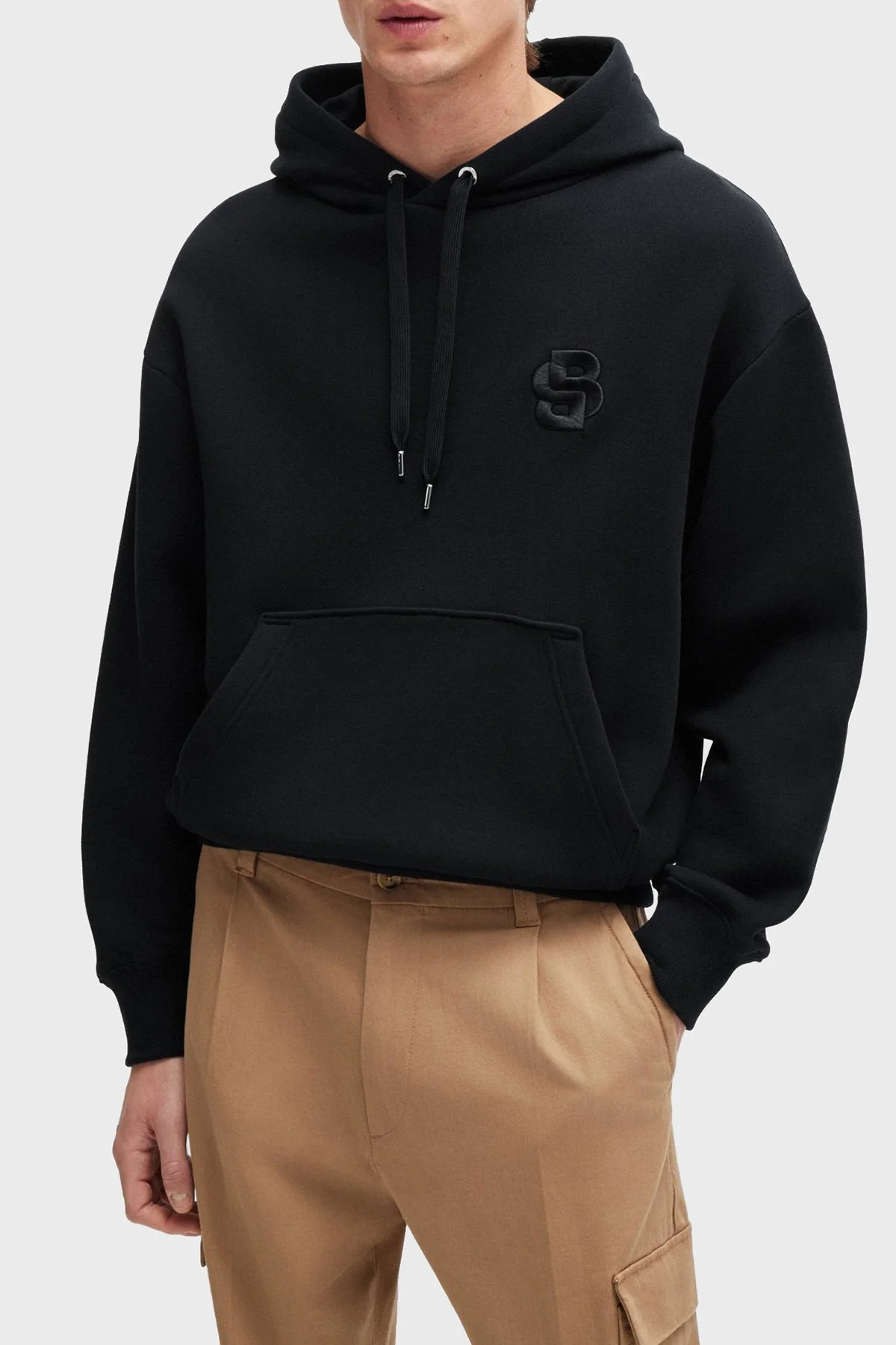 Boss % 100 Pamuk Oversize Kapüşonlu Erkek Sweat 50518762 001 SİYAH - 1