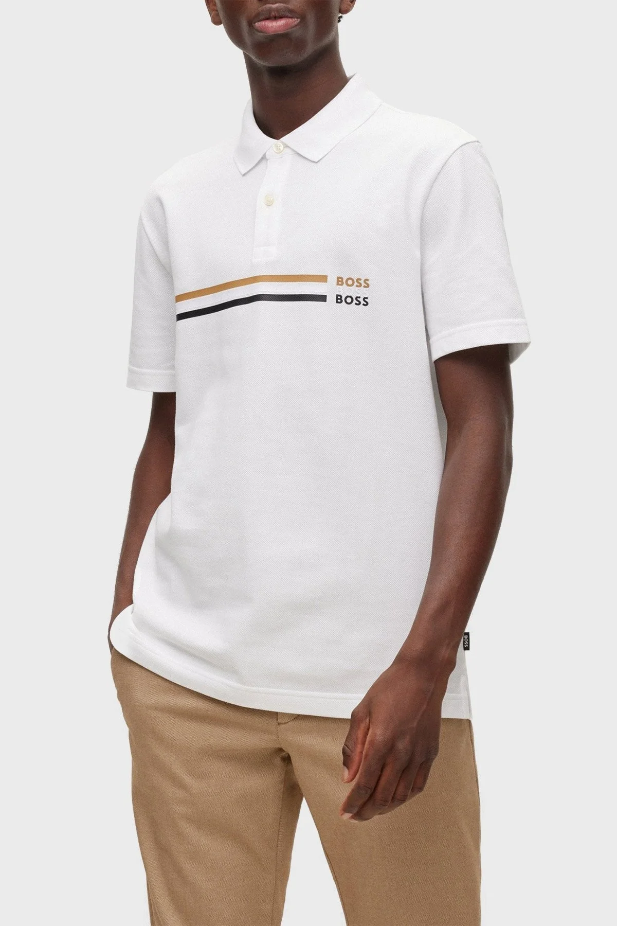 Boss % 100 Pamuk Regular Fit Bisiklet Yaka Erkek Polo Yaka T Shirt 50488266 100 BEYAZ - 1