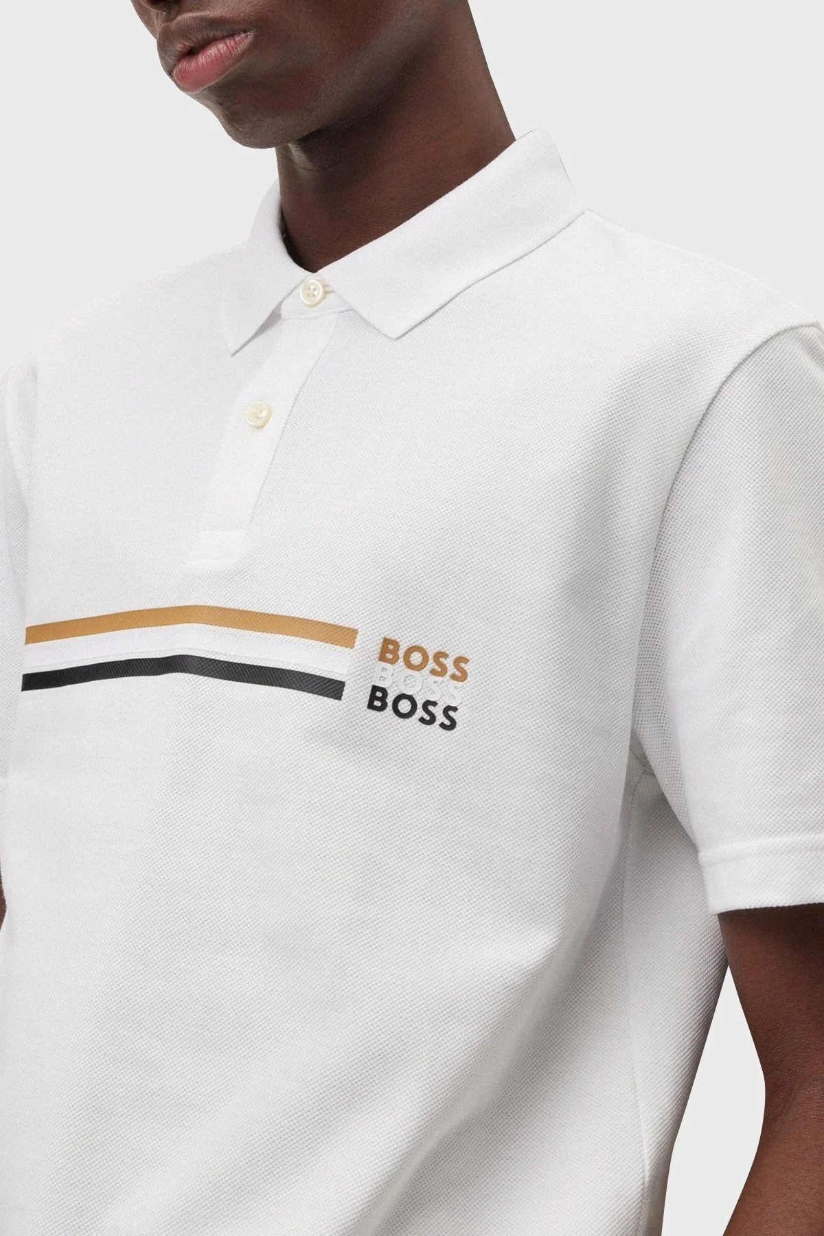Boss % 100 Pamuk Regular Fit Bisiklet Yaka Erkek Polo Yaka T Shirt 50488266 100 BEYAZ - 4