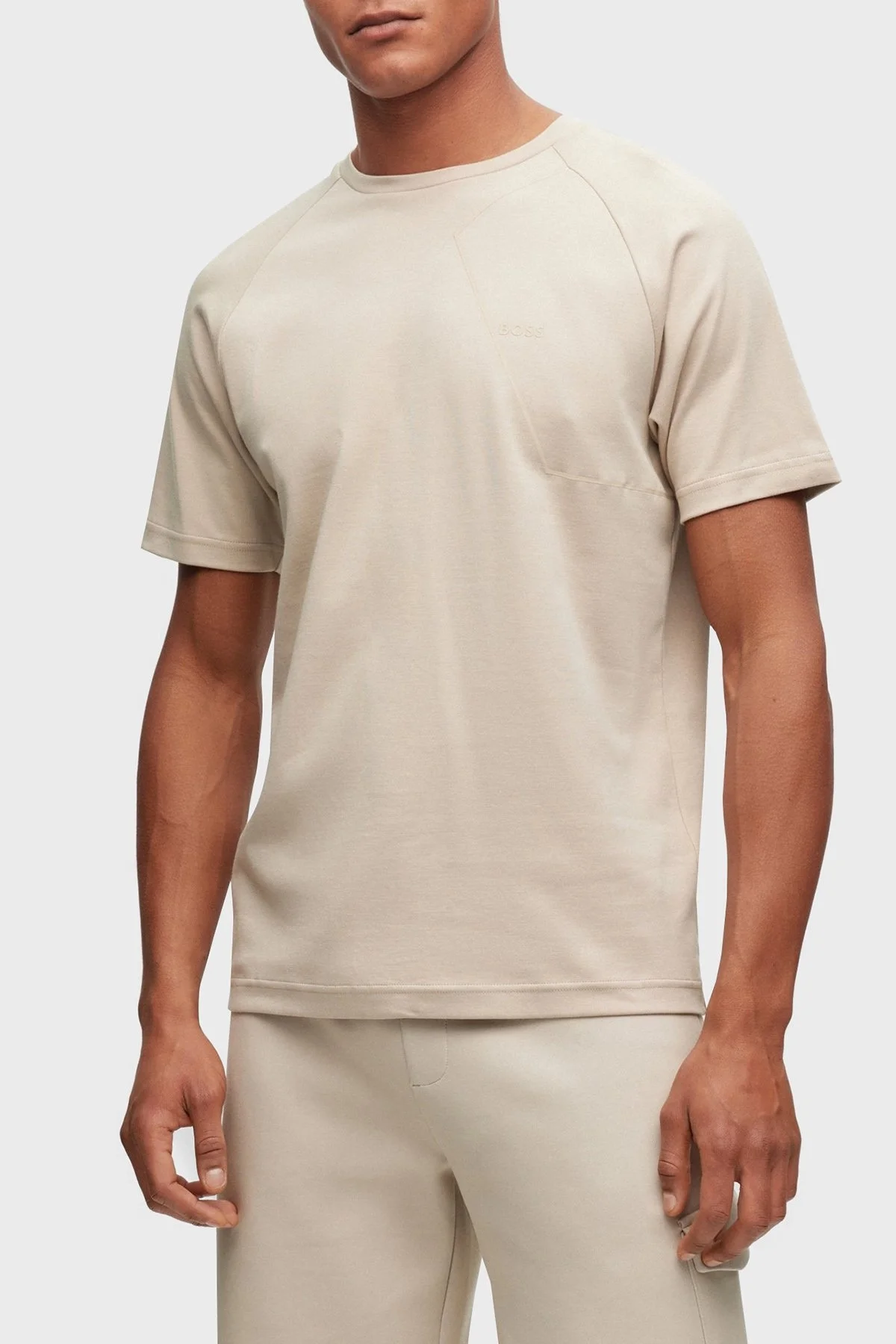 Boss % 100 Pamuk Regular Fit Bisiklet Yaka Erkek T Shirt 50494374 269 BEJ - 1