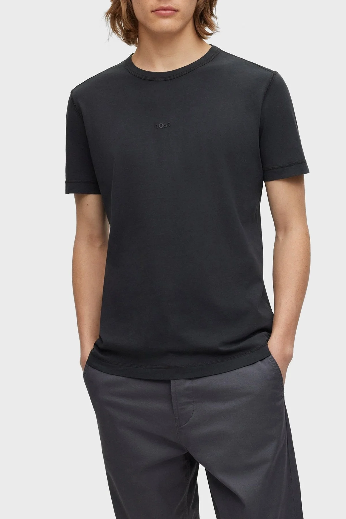 Boss % 100 Pamuk Regular Fit Bisiklet Yaka Erkek T Shirt 50502173 001 SİYAH - 1