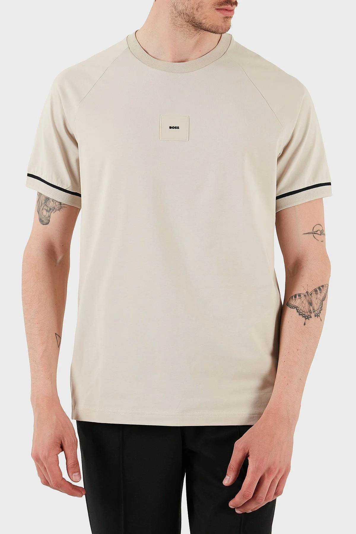 Boss % 100 Pamuk Regular Fit Bisiklet Yaka Erkek T Shirt 50537846 284 KREM - 1