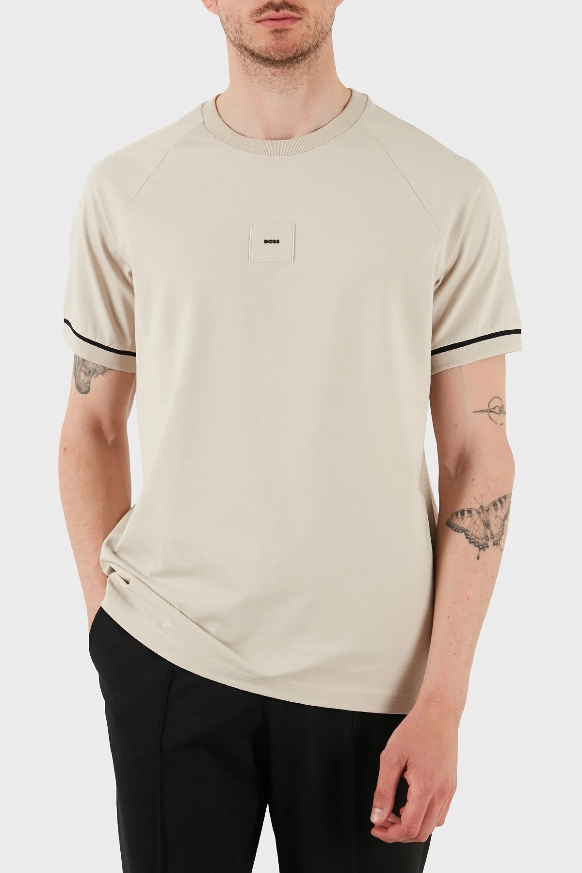 Boss % 100 Pamuk Regular Fit Bisiklet Yaka Erkek T Shirt 50537846 284 KREM - 3