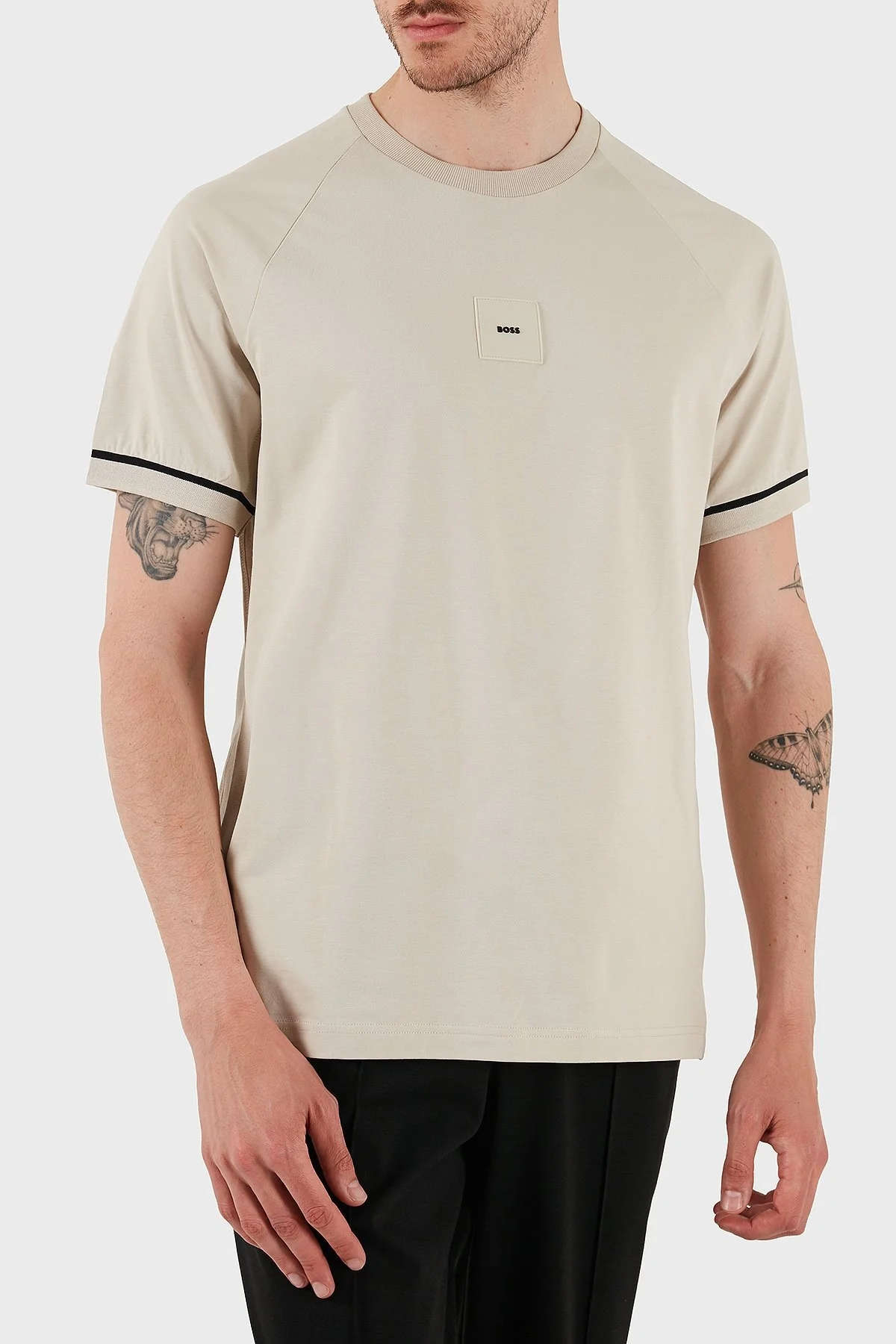 Boss % 100 Pamuk Regular Fit Bisiklet Yaka Erkek T Shirt 50537846 284 KREM - 11