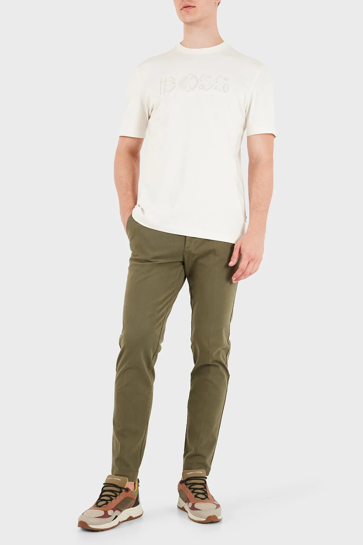 Boss % 100 Pamuk Regular Fit Bisiklet Yaka Erkek T Shirt 50565630 118 Bej - 2