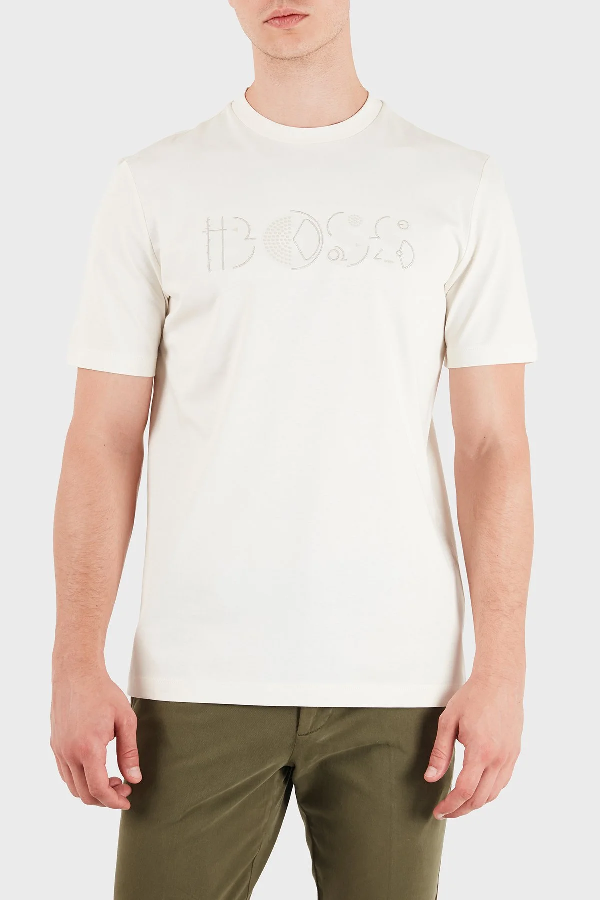 Boss % 100 Pamuk Regular Fit Bisiklet Yaka Erkek T Shirt 50565630 118 Bej - 5