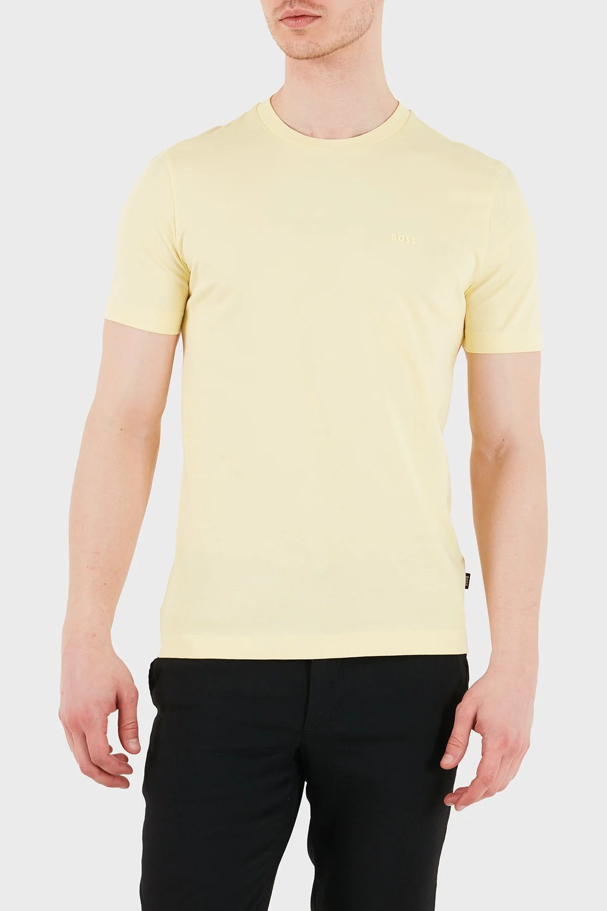 Boss % 100 Pamuk Regular Fit Bisiklet Yaka Jarse Erkek T Shirt 50468347 749 SARI - 3