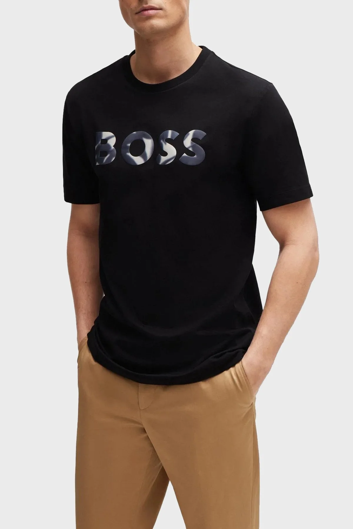Boss % 100 Pamuk Regular Fit Bisiklet Yaka Logolu Erkek T Shirt 50513382 001 SİYAH - 1