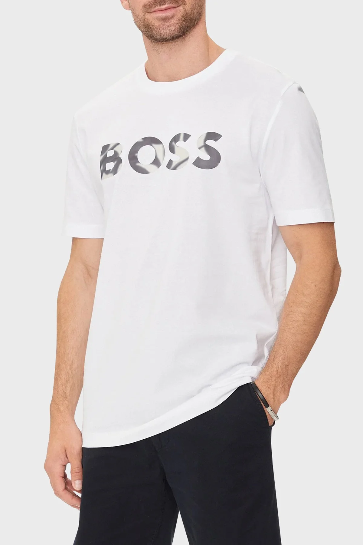 Boss % 100 Pamuk Regular Fit Bisiklet Yaka Logolu Erkek T Shirt 50513382 100 BEYAZ - 1
