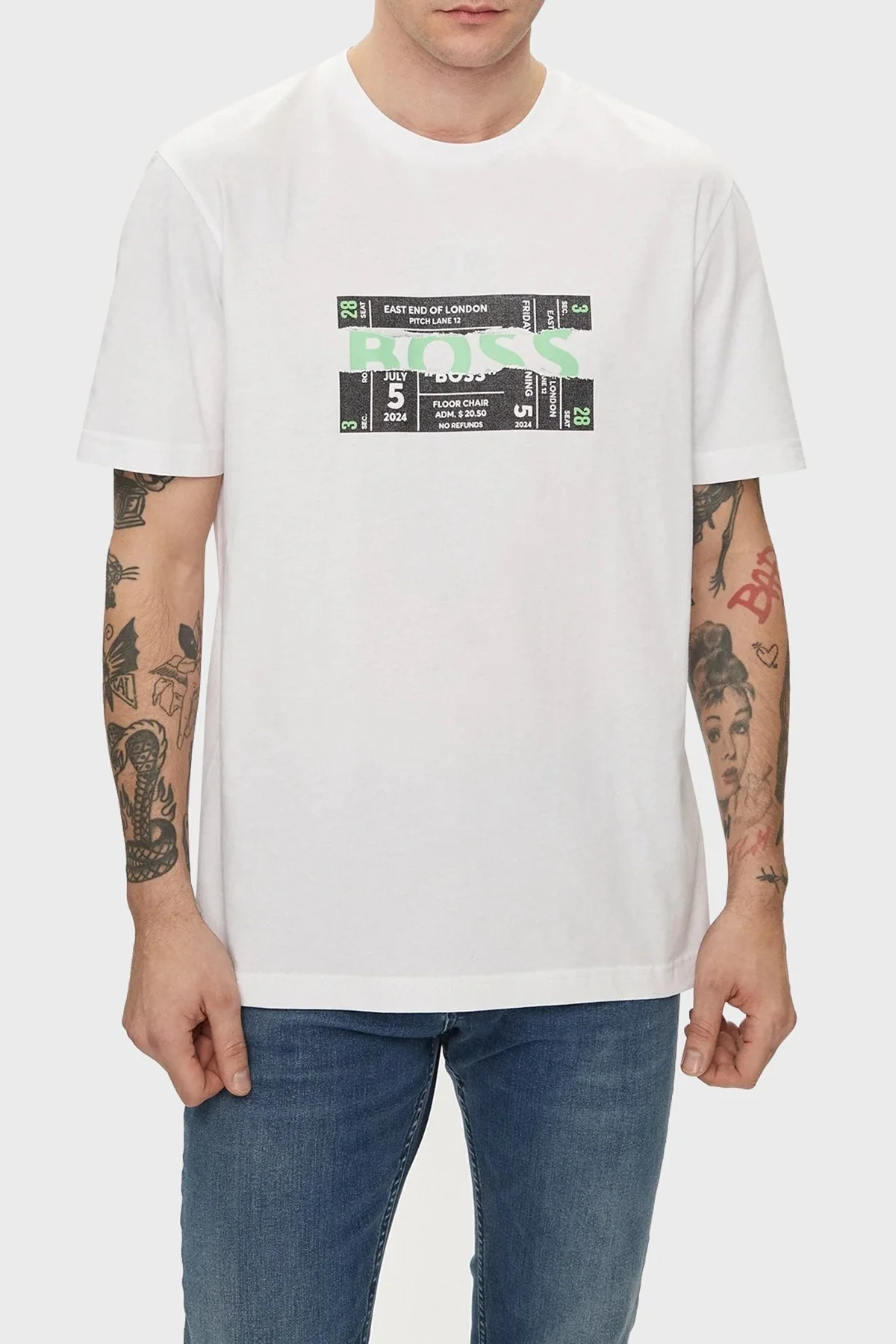 Boss % 100 Pamuk Regular Fit Bisiklet Yaka Logolu Erkek T Shirt 50515829 100 BEYAZ - 7