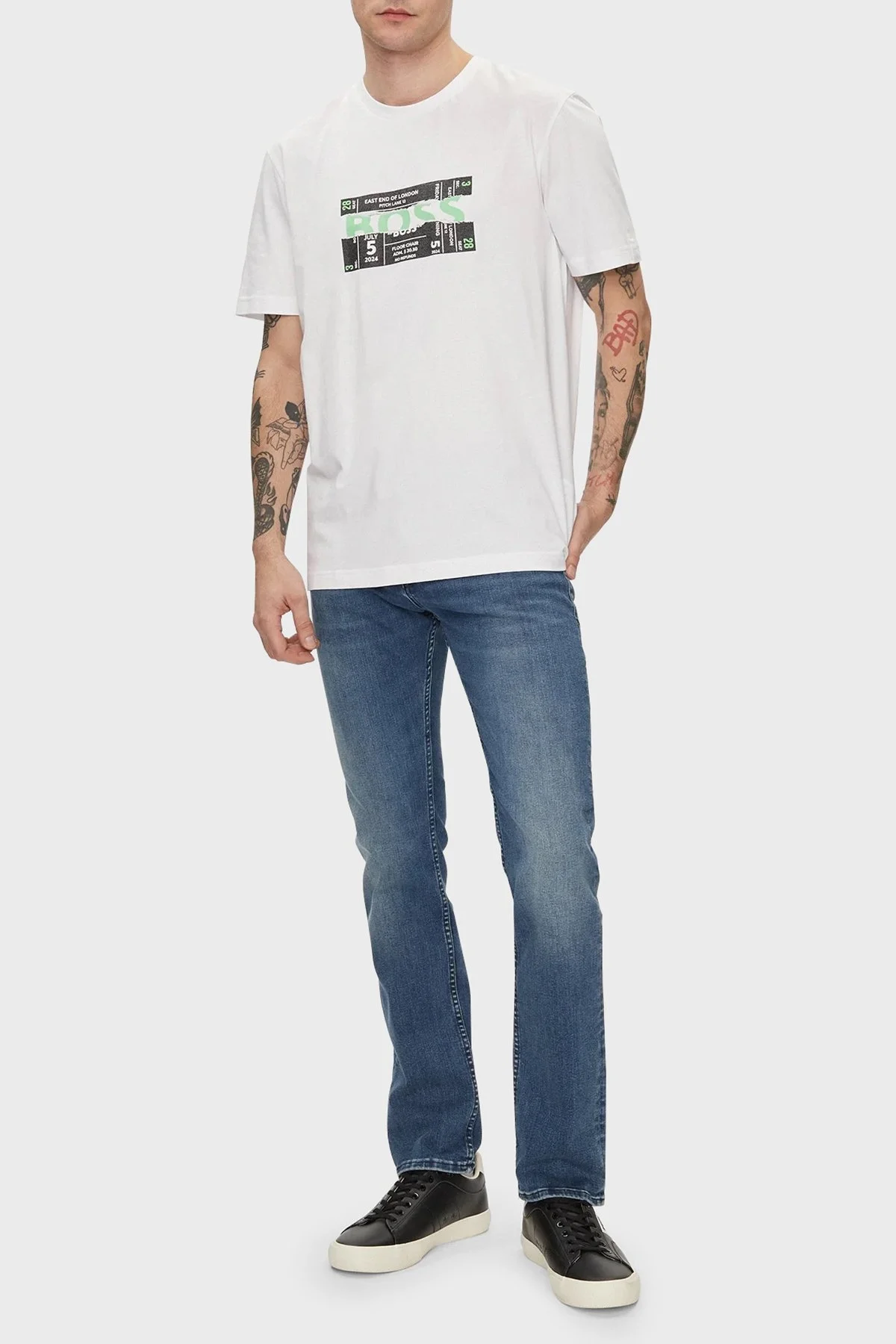 Boss % 100 Pamuk Regular Fit Bisiklet Yaka Logolu Erkek T Shirt 50515829 100 BEYAZ - 8